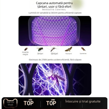 Rachetă electrică pentru țânțari, reîncărcabilă – pentru uz casnic, funcție dublă: capcană și lampă de omor țânțari