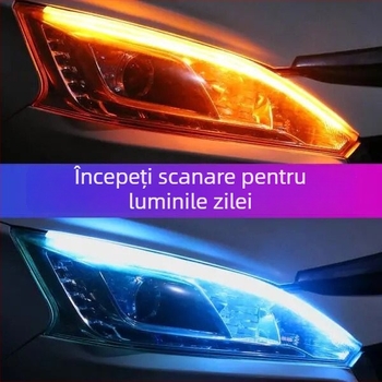 Flowing Turn Signal Daytime Running Lights Eyebrow pentru mașină – bandă LED decorativă, PVC, 12V, 1.5W, LED 304560