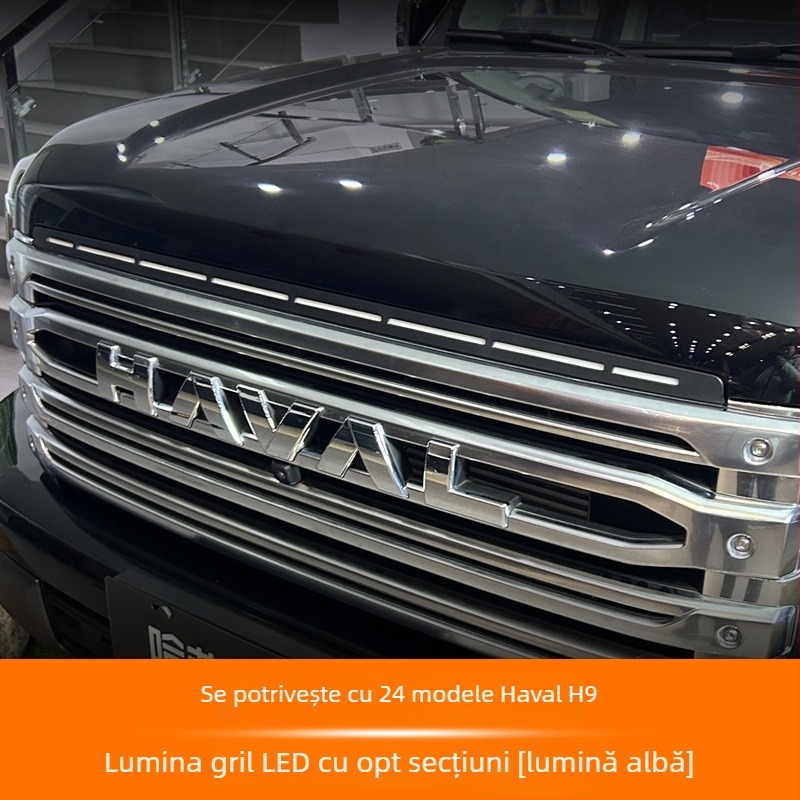 Grilă frontală cu LED DRL integrate pentru Haval H9 – construcție din silicon și cauciuc, 220W, modelul 001, personalizabil