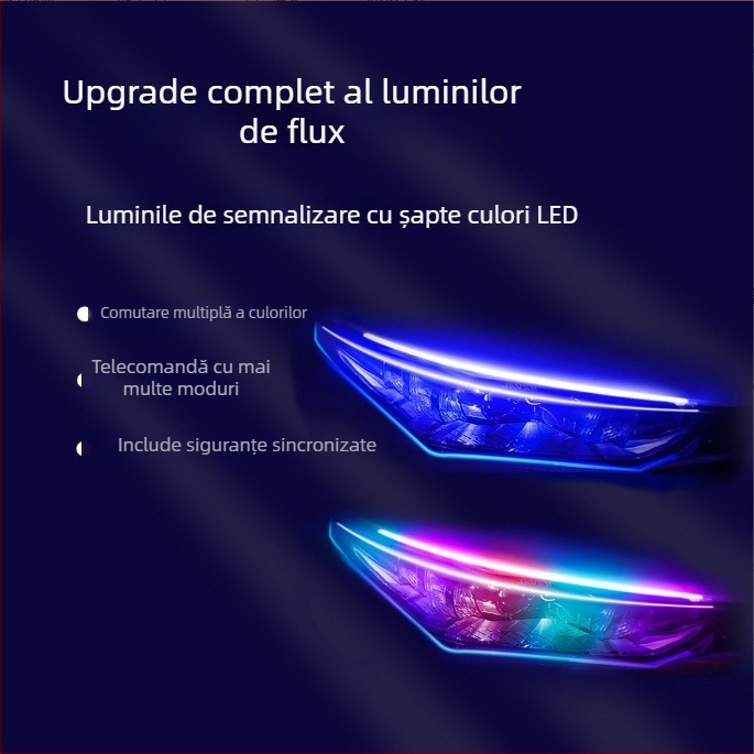 Bandă LED auto RGB, 12V universală, ultra-subțire, lumini de zi și semnalizare
