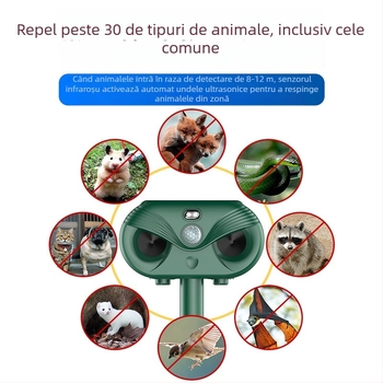 HT610 Repelent solar exterior pentru păsări, câini, șoareci și insecte – Control inteligent silențios al țânțarilor, 5V, 13–45 kHz, 3W, Carcasă ABS, Reîncărcabil