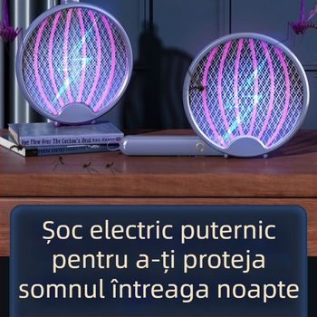 Zapper electric pentru țânțari, cu baterie reîncărcabilă, 2 în 1: ștergător pentru țânțari și lampă pentru insecte, carcasă ABS, acoperire până la 10 m²