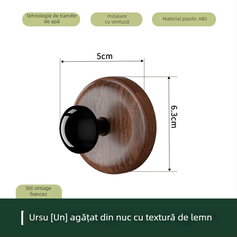 Mâner de ușă cu ventuză și cârlig pentru uși, dulapuri și ferestre — fără găuri, model 985, material: floare de mătase