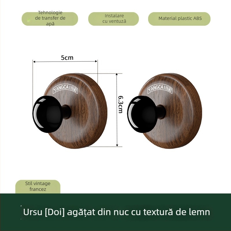 Mâner de ușă cu ventuză și cârlig pentru uși, dulapuri și ferestre — fără găuri, model 985, material: floare de mătase