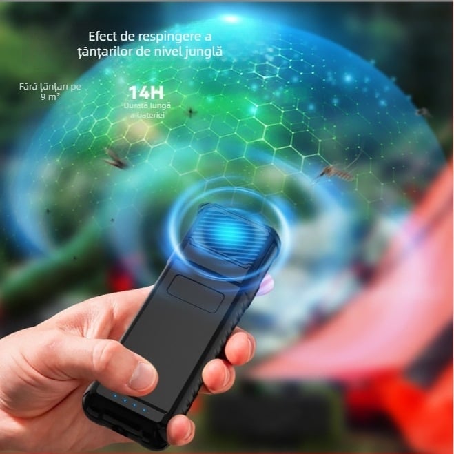 Lampa USB anti-țânțari, pentru interior/exterior, reîncărcabilă, autonomie 8–12 ore, baterie 1500 mAh+