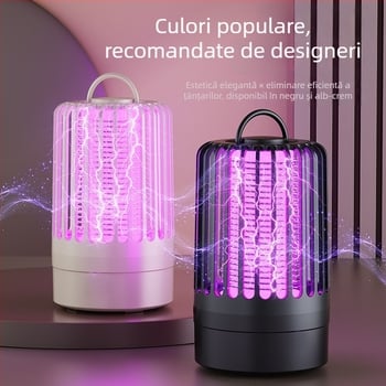 Lampă electrică anti țânțari, de agățat, pentru camping în aer liber, lampă cu lumină mov atrage țânțarii, lampă portabilă de repelență pentru uz casnic