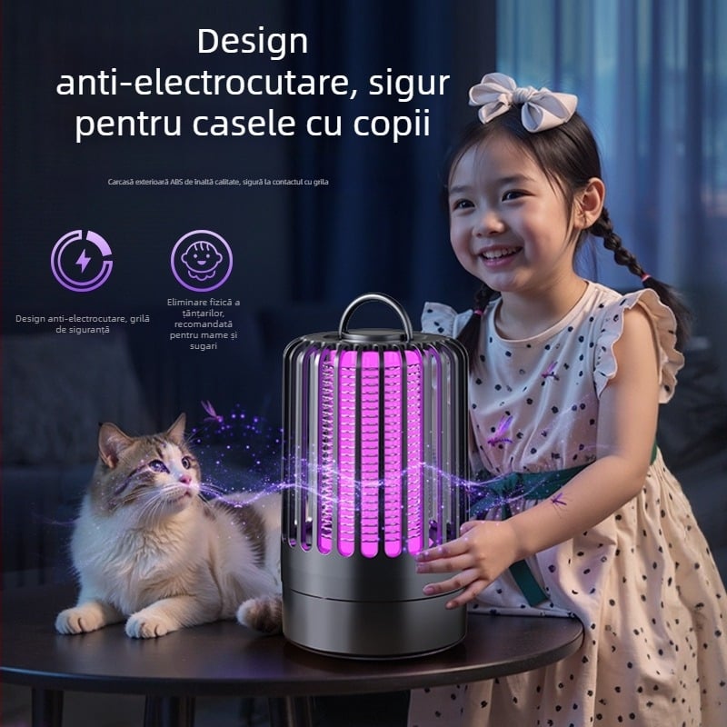 Lampă electrică anti țânțari, de agățat, pentru camping în aer liber, lampă cu lumină mov atrage țânțarii, lampă portabilă de repelență pentru uz casnic