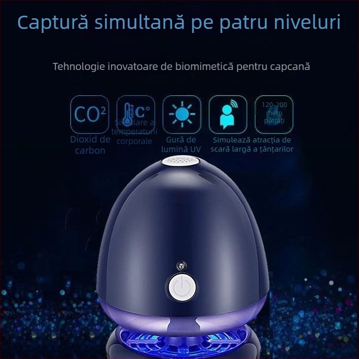 Lampă pentru uciderea țânțarilor, interior, silențioasă, cu aspirație, cu lumină UVA mov, 220V, pentru 20–50 m², model S-23, marca Manosch