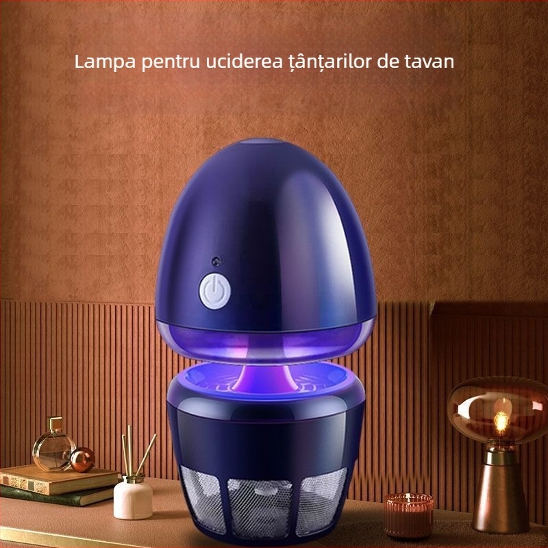 Lampă pentru uciderea țânțarilor, interior, silențioasă, cu aspirație, cu lumină UVA mov, 220V, pentru 20–50 m², model S-23, marca Manosch