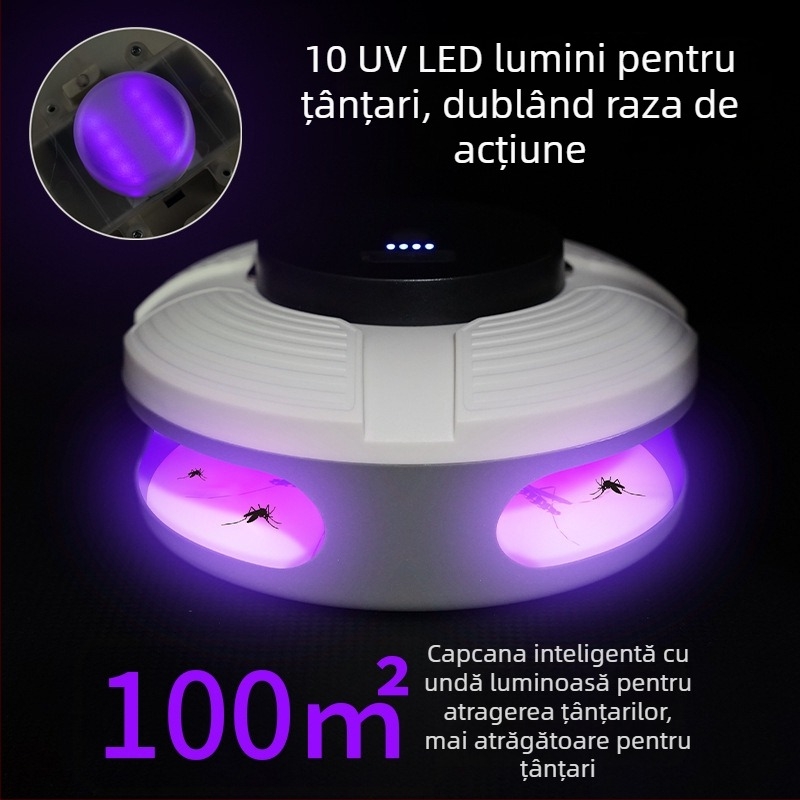 Lampa lipicioasă pentru ţânţari - Solar, UV-A, pentru interior/exterior, acoperire 10 m², autonomie baterie 8–12 ore