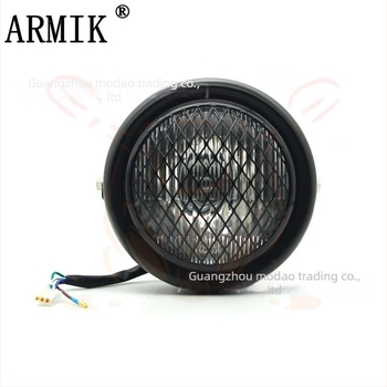 ARMIK MD-FGDD-015 Far de motocicletă — 12V, 35W Halogen, grilă metalică, construcție din metal și sticlă