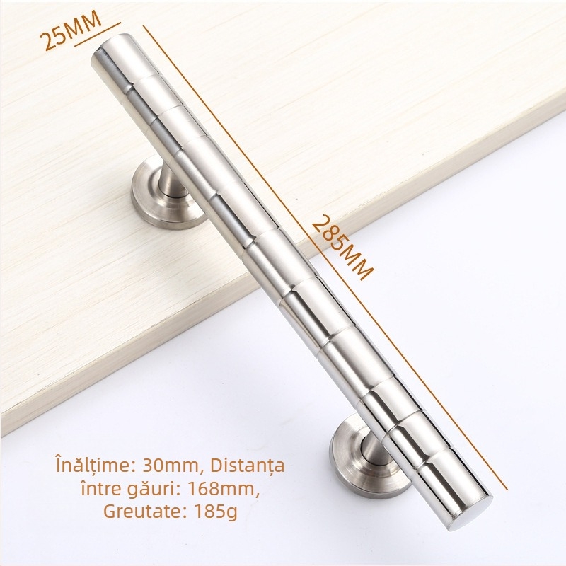 Mâner din oțel inoxidabil pentru uși din sticlă, dublu, model 024, finisaj lucios, stil modern minimalist.