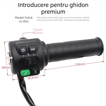 Ansamblu comutator ghidon pentru vehicul electric cu accelerație, sonerie, far și întrerupător de avarie