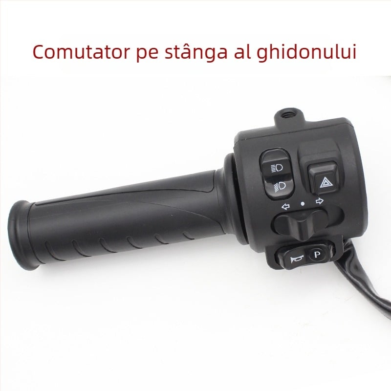 Ansamblu comutator ghidon pentru vehicul electric cu accelerație, sonerie, far și întrerupător de avarie