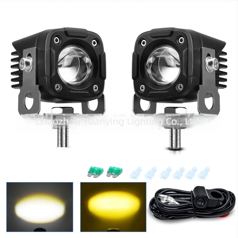 Proiector LED pentru motocicletă SK1, dual-color LED, corp din aluminiu de aviație, cupă reflectorizantă, număr piesă G0083