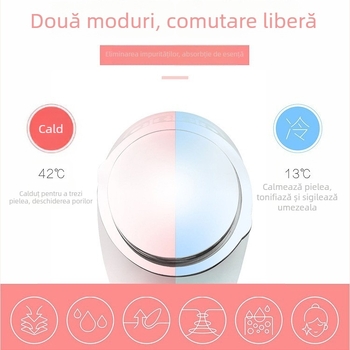 Dispozitiv de frumusețe facial cu compresie caldă și rece — hidratare și rejuvenare a pielii, reîncărcabil, portabil, pentru uz casnic