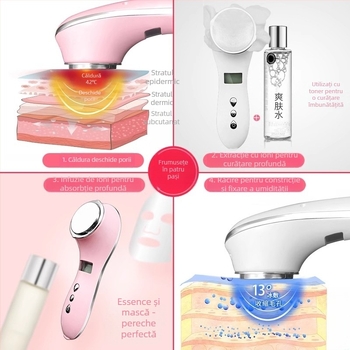 Dispozitiv de frumusețe facial cu compresie caldă și rece — hidratare și rejuvenare a pielii, reîncărcabil, portabil, pentru uz casnic