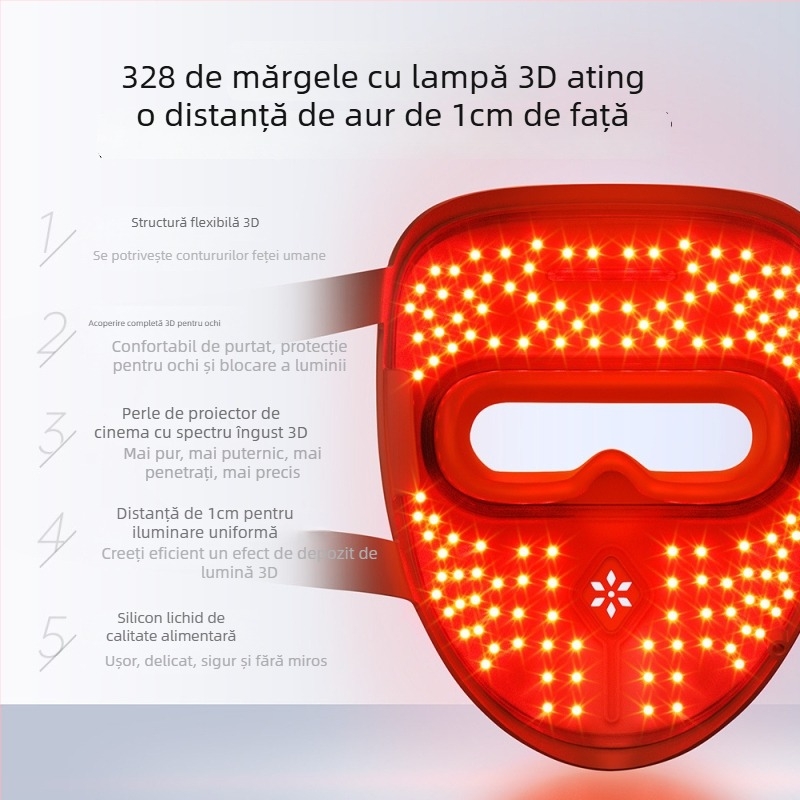 Dispozitiv de înfrumusețare cu fotoni – mască LED pentru uz casnic, rejuvenare facială, reducere riduri, acnee și pete pigmentare, luminozitatea pielii, model V-F239pro, reîncărcabil, patru niveluri
