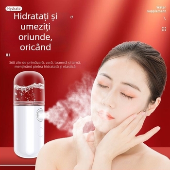 Dispozitiv portabil de hidratare facială cu pulverizare – 1 viteză, pulverizare rece, carcasă ABS, timp de ceață ≤10 s, baterie încorporată