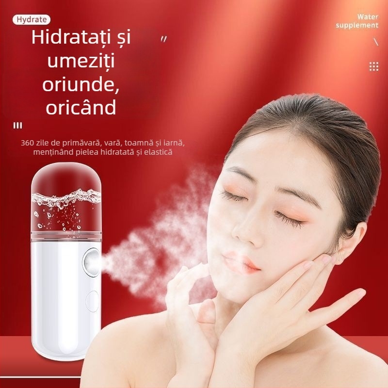 Dispozitiv portabil de hidratare facială cu pulverizare – 1 viteză, pulverizare rece, carcasă ABS, timp de ceață ≤10 s, baterie încorporată