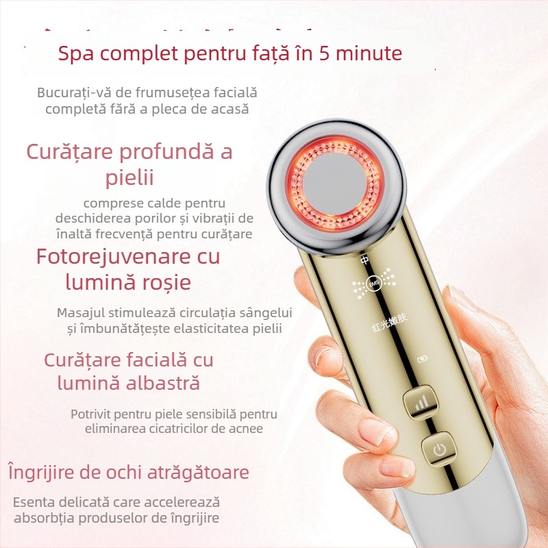 MOOLWEEL Dispozitiv facial de uz casnic — curățare, reducerea ridurilor, rejuvenare a pielii și luminozitate; portabil, baterie încorporată 1200–2000 mAh, IPX4 rezistent la apă