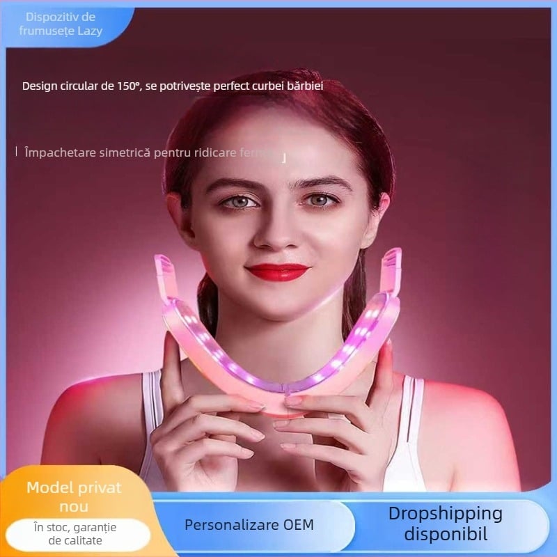 Dispozitiv pentru subțierea feței cu microcurent, vibrații, terapie cu lumină roșu-albastră, model Bym-903s, certificat CE/ROHS/FCC