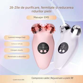 Dispozitiv EMS de lifting facial cu microcurent, cap cu role, vibrație încălzită EMS, cap din aliaj octagonal, model LM-682