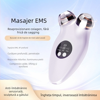 Dispozitiv EMS de lifting facial cu microcurent, cap cu role, vibrație încălzită EMS, cap din aliaj octagonal, model LM-682