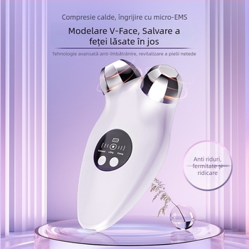 Dispozitiv EMS de lifting facial cu microcurent, cap cu role, vibrație încălzită EMS, cap din aliaj octagonal, model LM-682