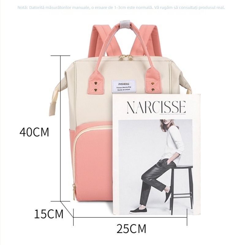 Rucsac pentru mame din Oxford, impermeabil, izolație, compartiment uscat și ud, capacitate extensibilă