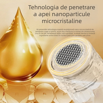Instrument de înfrumusețare portabil cu apă microcristală și lumină pentru infuzie de esențe, anti-îmbătrânire și rejuvenare a pielii, 4 trepte, baterie încorporată 500–800 mAh, IPX0