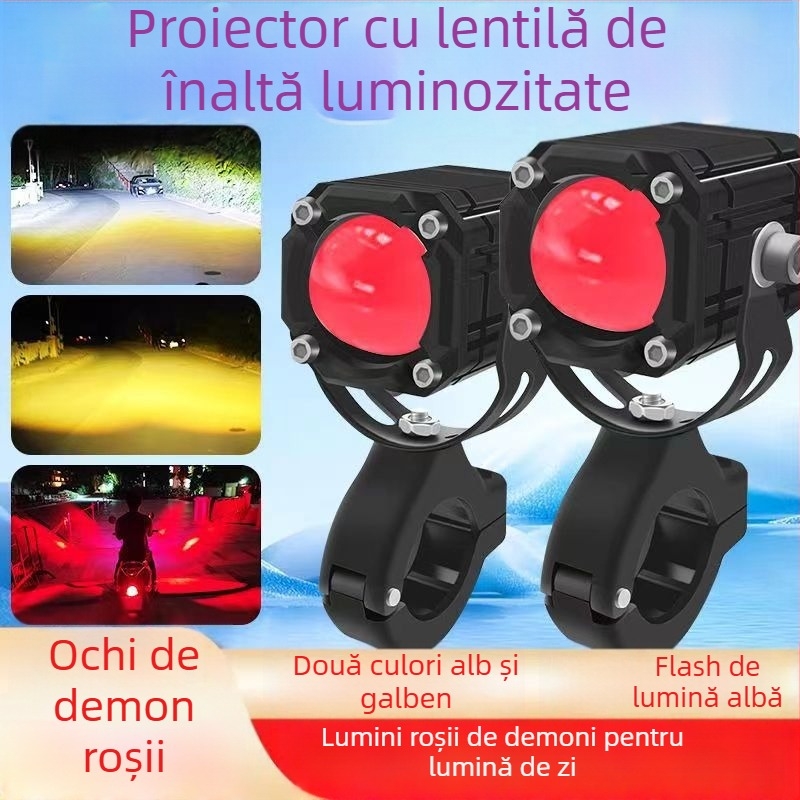 Spot pentru motocicletă Demon Eye, far LED, lentilă laser, IP67 impermeabil, 6000 lm, 30 W, 9-80 V