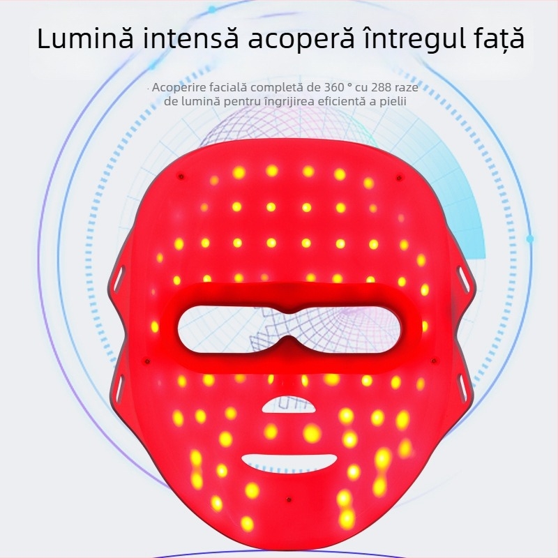 Mască de frumusețe cu terapie cu fotoni, spectru LED cu șapte culori, 3 setări, pentru uz casnic, rejuvenare și luminozitate a pielii