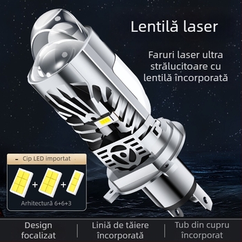 Faruri LED cu laser pentru mașini și motociclete, lentile cu focalizare dublă, 43W, 12V, IP68, 3200 lm, model M01k