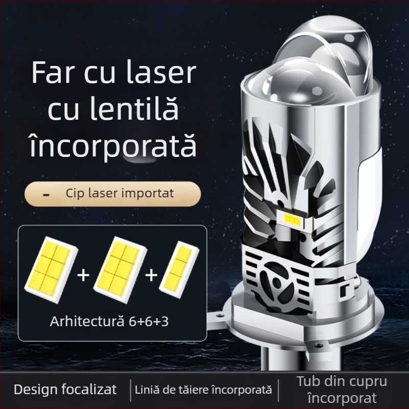 Faruri LED cu laser pentru mașini și motociclete, lentile cu focalizare dublă, 43W, 12V, IP68, 3200 lm, model M01k