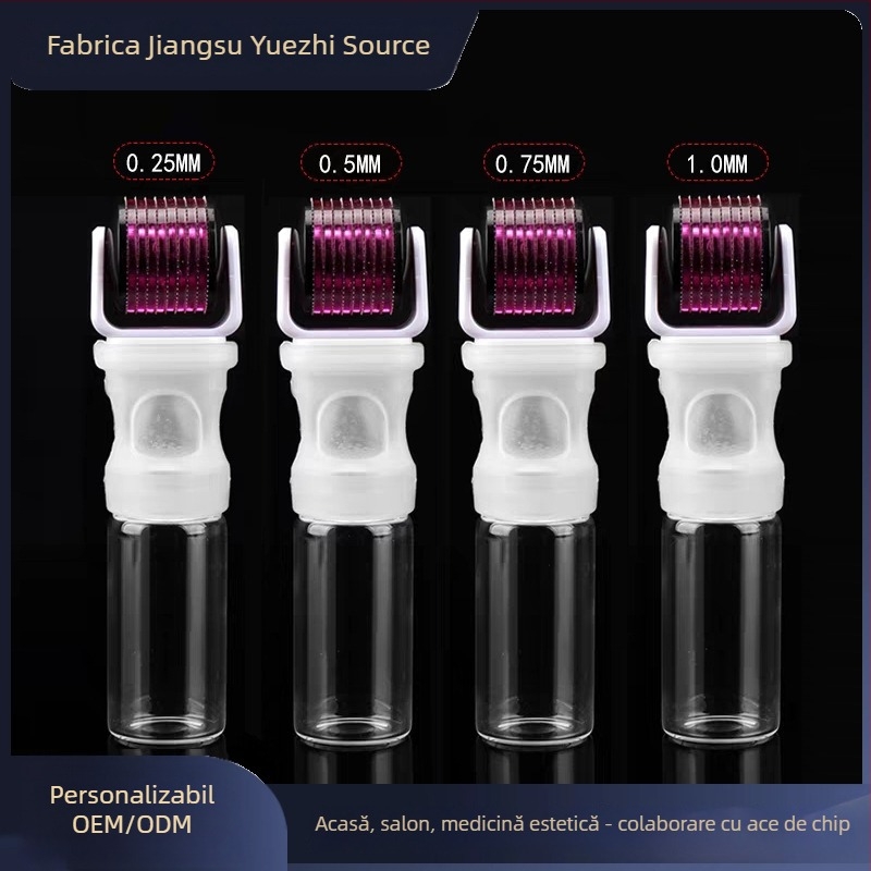 Dermaroller cu 600 ace micro-needles, distribuție automată a lichidului, portabil, IPX8 impermeabil, fără baterie încorporată