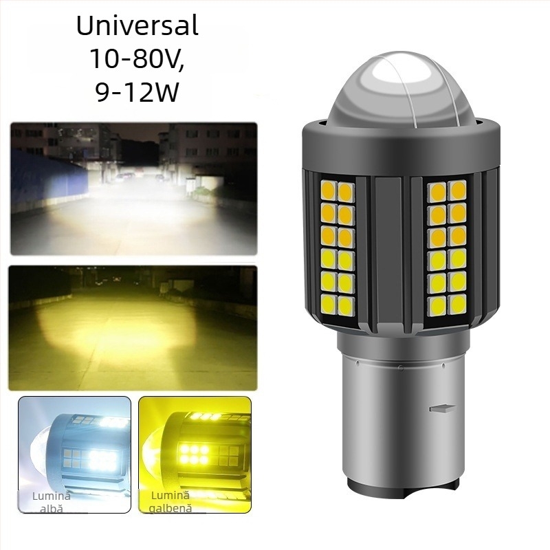 Fanar LED pentru motocicletă H4 cu lentilă fisheye, IP67, 12V, 9W, 1200lm