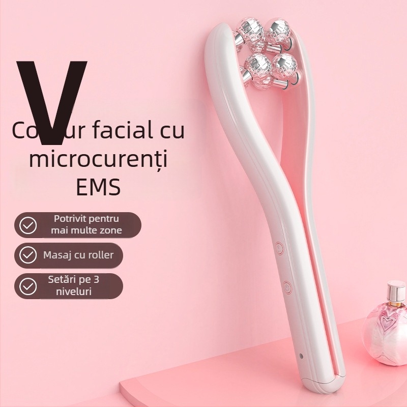 Dispozitiv multifuncțional electric pentru față – lifting și fermitate, dispozitiv cu role pentru subțierea dublului bărbie, model LH, carcasă ABS, certificări CE/ROHS/FCC, eliminarea ridurilor