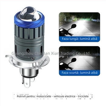 Far moto LED 3570, lentilă bi-color, compatibil H4/H6/BA20D, 26W, 12–80V, 6000K, corp din aluminiu