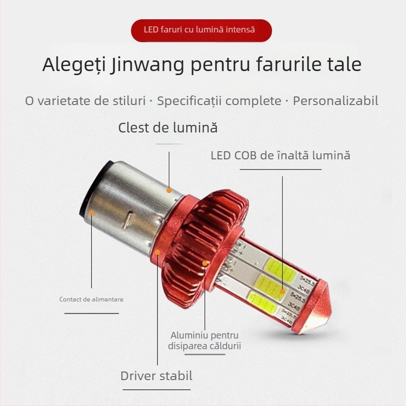 Far LED pentru motocicletă, carcasă din aluminiu, lampă hexagonală cu lentilă, 9-85V, 12W, protecție înaltă