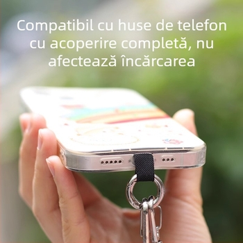 Lanyard pentru telefon cu clips în spate, curea reglabilă crossbody, design desen animat; material nylon; frânghie poliester; cataramă din metal; imprimare silk-screen; personalizabil.