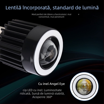 Proiector LED pentru motocicletă cu lentilă, corp din aluminiu, 12V, IP67, model Motor308