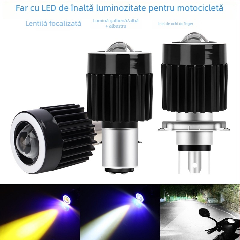 Proiector LED pentru motocicletă cu lentilă, corp din aluminiu, 12V, IP67, model Motor308