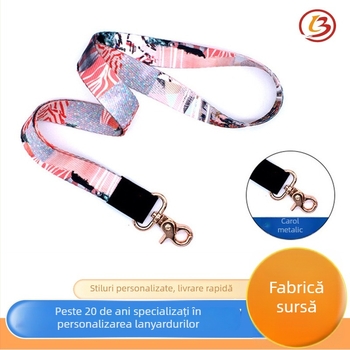 Lanyard pentru telefonul mobil, poliester, serigrafie prin silkscreen, cataramă din plastic, posibilitatea imprimării logo-ului.
