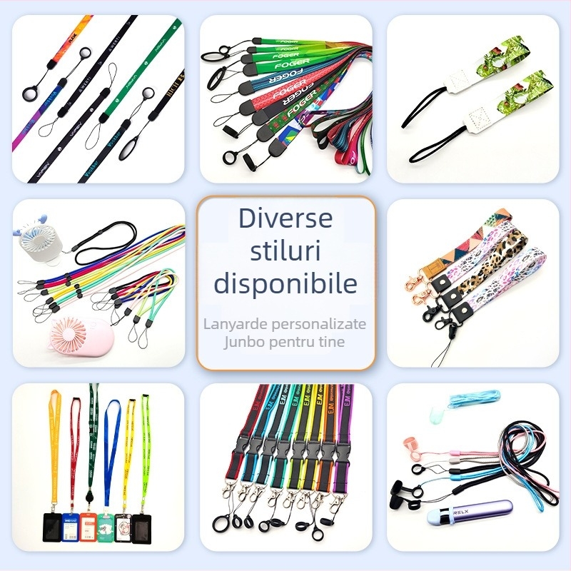 Lanyard pentru telefonul mobil, poliester, serigrafie prin silkscreen, cataramă din plastic, posibilitatea imprimării logo-ului.