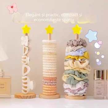 Suport din lemn pentru bijuterii, pentru birou – Raft pentru accesorii de păr, pe podea, 1 etaj, stil modern minimalist