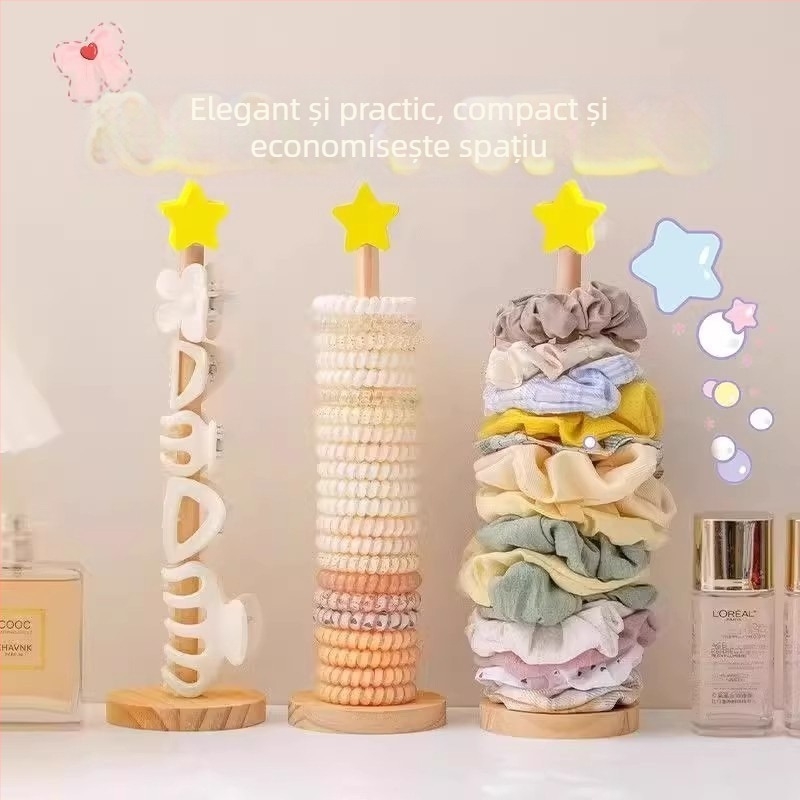 Suport din lemn pentru bijuterii, pentru birou – Raft pentru accesorii de păr, pe podea, 1 etaj, stil modern minimalist