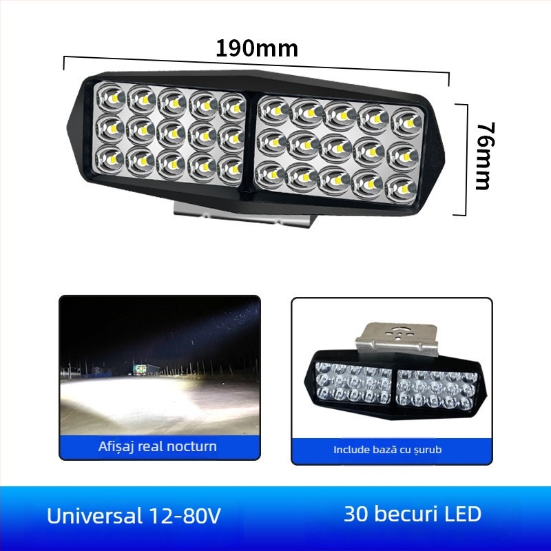Far LED auto 12-80V, rezistent la apă, universal pentru mașini, camioane și motociclete
