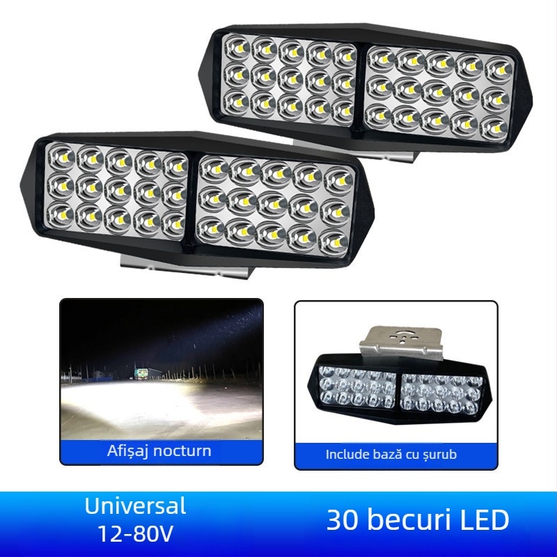 Far LED auto 12-80V, rezistent la apă, universal pentru mașini, camioane și motociclete
