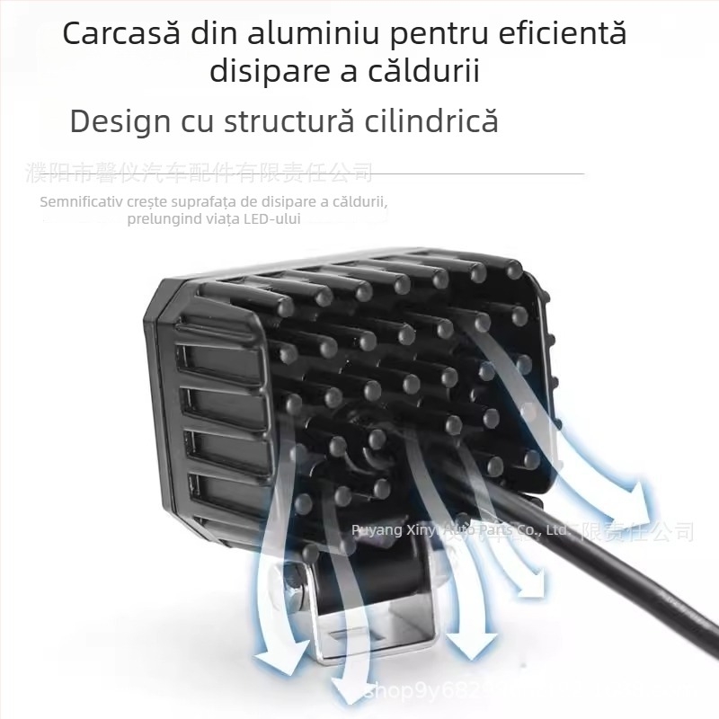 Far LED pentru motocicletă cu lentile duble, fascicul înalt și jos, corp din aliaj de aluminiu, 10–60V, 5000–6000 lm